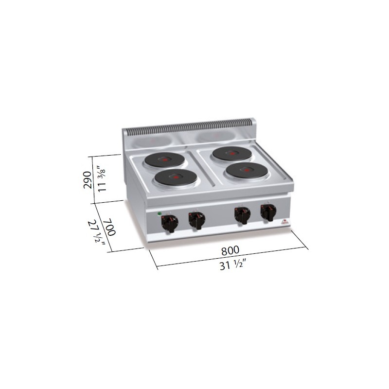Elektrinė viryklė 4x2,6 kW